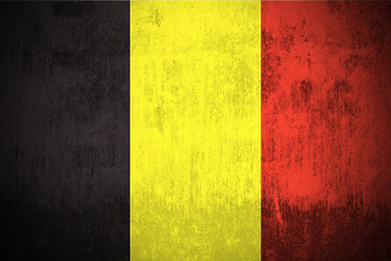 Weathered Flag Of Belgium, fabric textured..