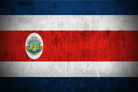 Weathered Flag Of Republic of Costa Rica, fabric textured..