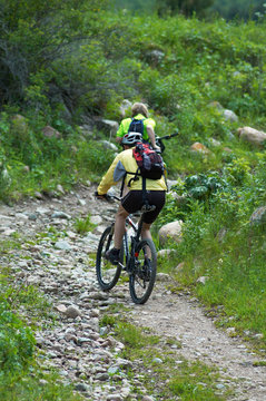 Mountain bikers uphill