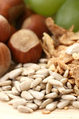 healthy eating - muesli grapes and hazelnuts