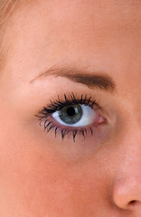 A close up of a beautiful female eye