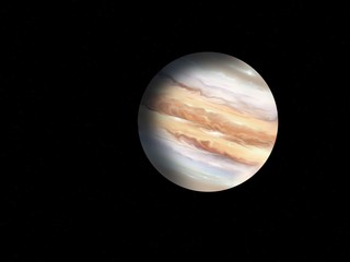 the illustration of planet the Jupiter on background of stars