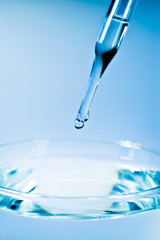 research concept - drop of liquid from dropper