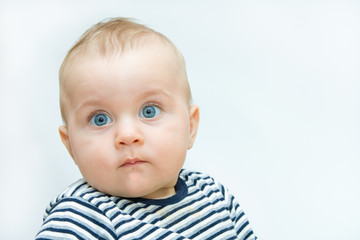 portraits of a baby boy on white background