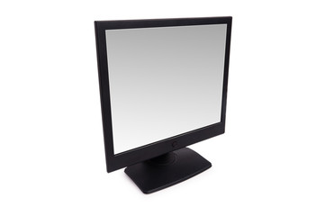 Black lcd monitor isolated on the white