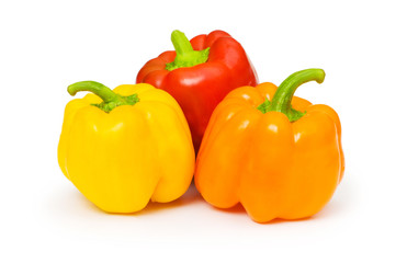 Three bell peppers isolated on the white