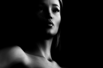 Beautiful Digital Woman in Black and White