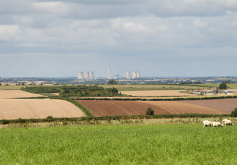 Fototapeta na wymiar English Rural Landscape with Power Station