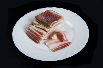 Pieces of bacon on a plate