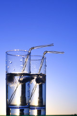 clean cold water in glass