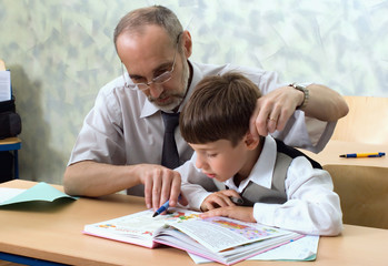 Naklejka premium Teacher and careless pupil