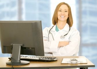 Doctor Woman Sitting On Her Desk - 8986839