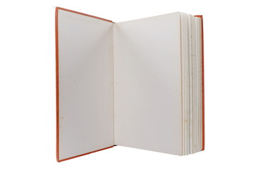 Old Blank Book on white background .
