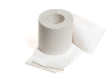 White rolled toilet paper isolated