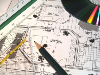 Architektenplan Hausbau, Bleistift