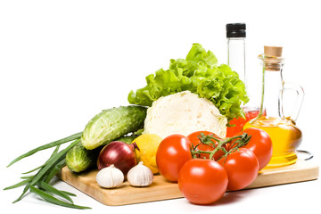 Fresh vegetables isolated on a white background.