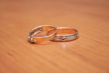 wedding rings on the table