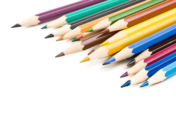 Color pencils on a white background