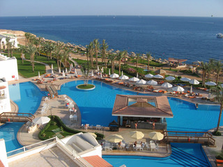 Pool in hotel on coast of Red sea in Egypt