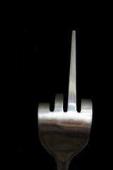 Fork resembling a obscene hand gesture