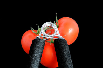 Powertools Tomate mit Fitnessgerät