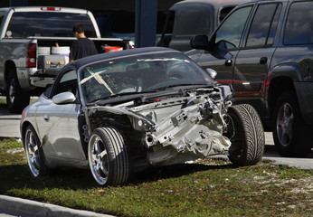 Totaled sports car