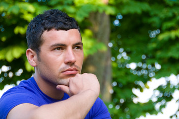 Male model posing outdoors