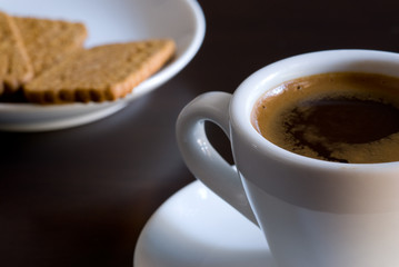 Cup of  Coffee with biscuits.
