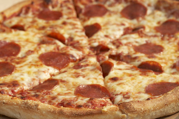 a close up picture of a pizza