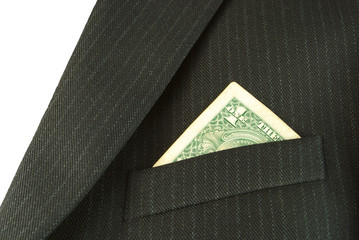 Dollar in the pocket of the coat