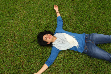 Laying on the grass