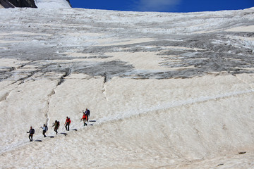 Cord&eacute;e sur le glacier blanc