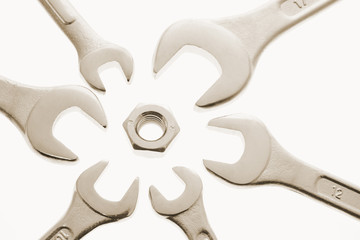 Spanners and Nut on Seamless Background