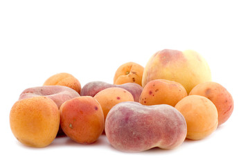 object on white - raw food apricot and peach