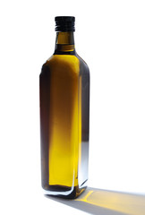 bottle with olive oil on a white background