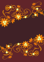 vector orange ornament on brown background