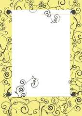 vector white scroll on yellow background