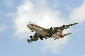 Heavy cargo jet Boeing 747 in flight