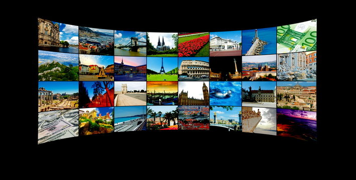 Tv Panels with landmarks around the world .