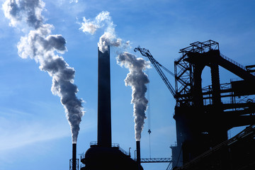 steel factory and smoke