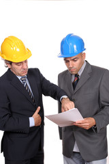 businessmen in a meeting, discussing new project, isolated