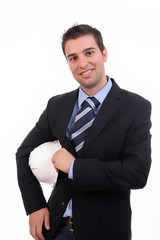 successful businessman, posing isolated over white background