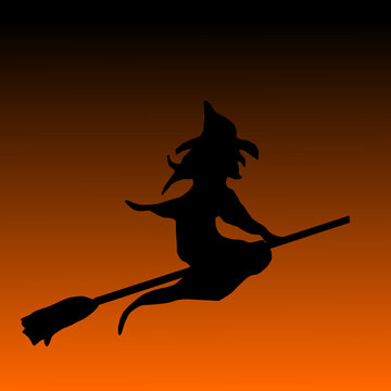 sorcière d'halloween sur fond orange