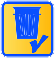 garbage can with a check mark - put in garbage icon