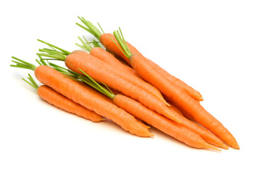 fresh carrots on white background