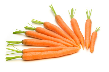 fresh carrots on white background