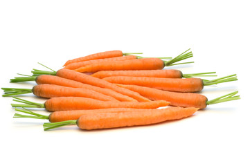 fresh carrots on white background