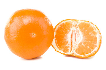 Fresh mandarins isolated on white background