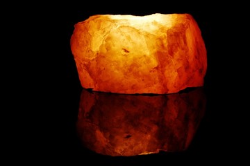 lit up quartz rock with reflection