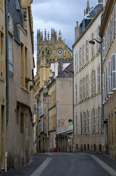 Quaint street in Metz, France